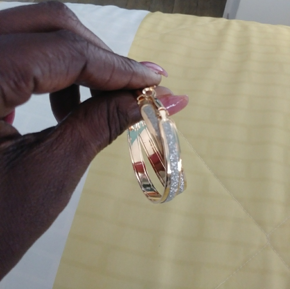 Pierce pave gold tone earrings